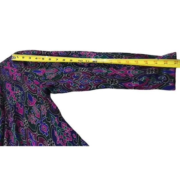 Vintage Womens Blazer Soft Shell Light Jacket Cropped Damask Pattern Medium M - Picture 13 of 14